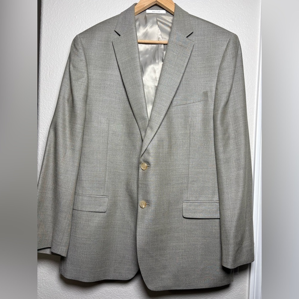 Men’s Ralph Lauren Silk Wool Blend Blazer Sport Coat Jacket Light Tan Beige 46R